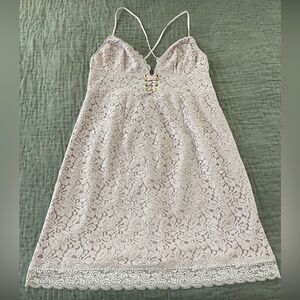 Victoria's Secret Lace Slip Dress Corset Front Chemise Dusty Rose Pink Large